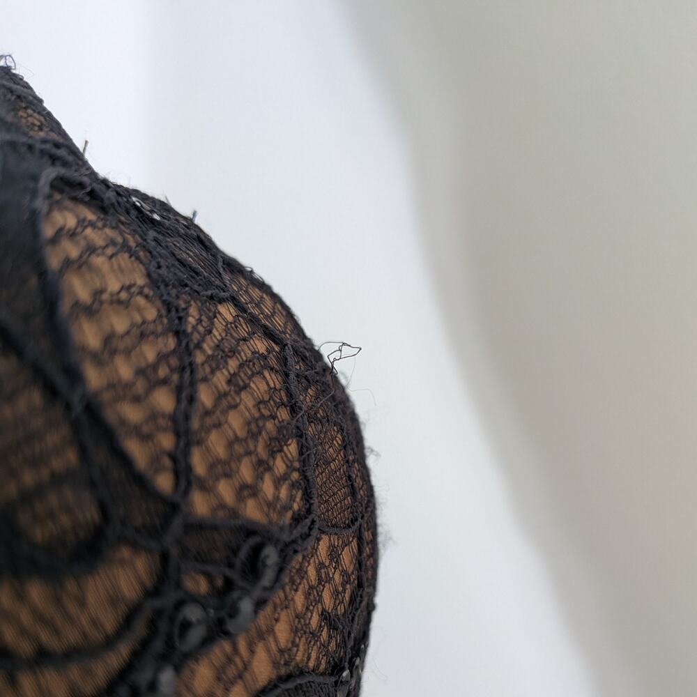 Vintage Badgley Mischka Prom Dress Maxi Gown 2 Black Lace Strapless Guest Glam - Picture 14 of 15